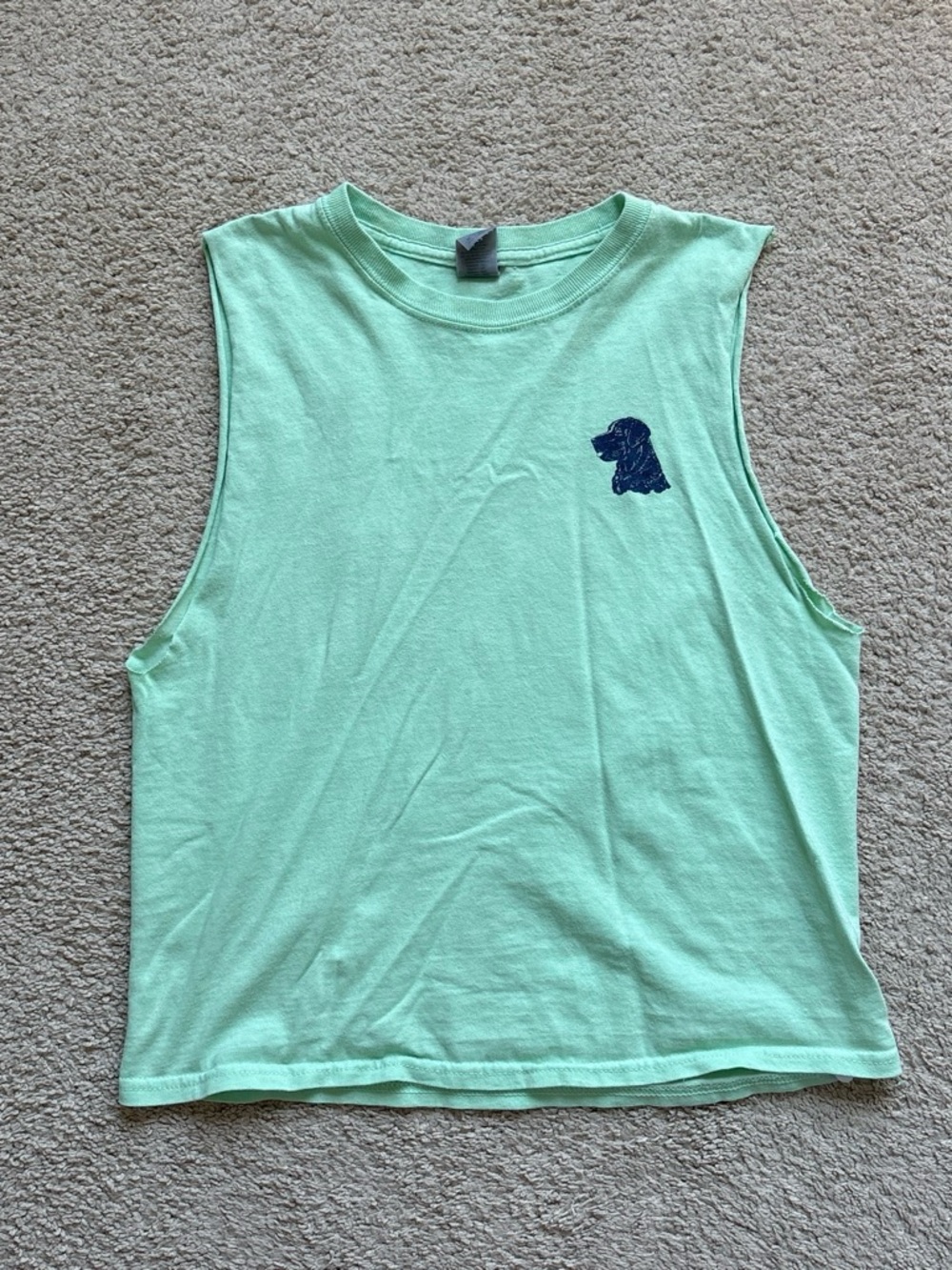 Sleeveless Mint Green Tank Top with Navy Dog Logo